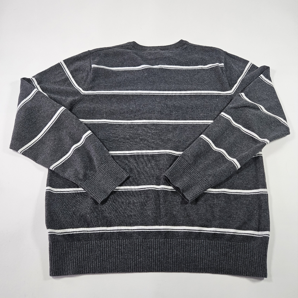 Tommy Hilfiger Men's Gray Cotton V Neck Striped Sweater Long Sleeve Size Large - Picture 3 of 15